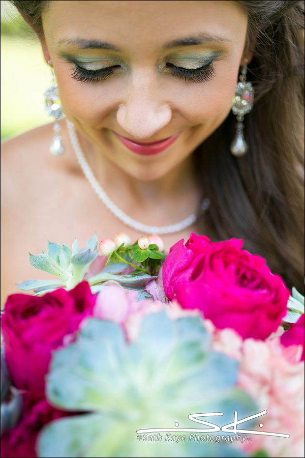 bride and flowers portrait