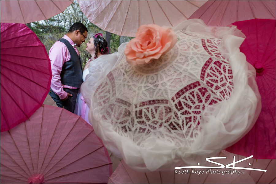 parasol wedding portrait