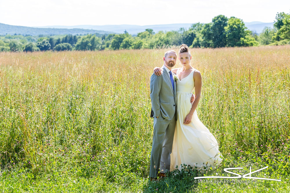 wedding portrait in a field
