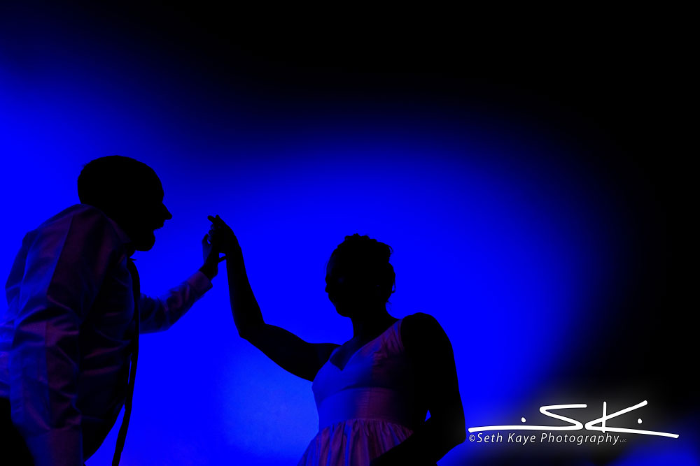bride and groom uplighting silhouette