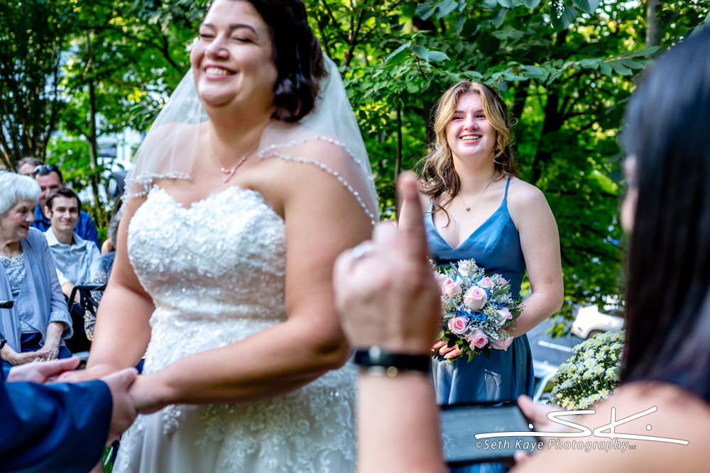 maid of honor during ceremony