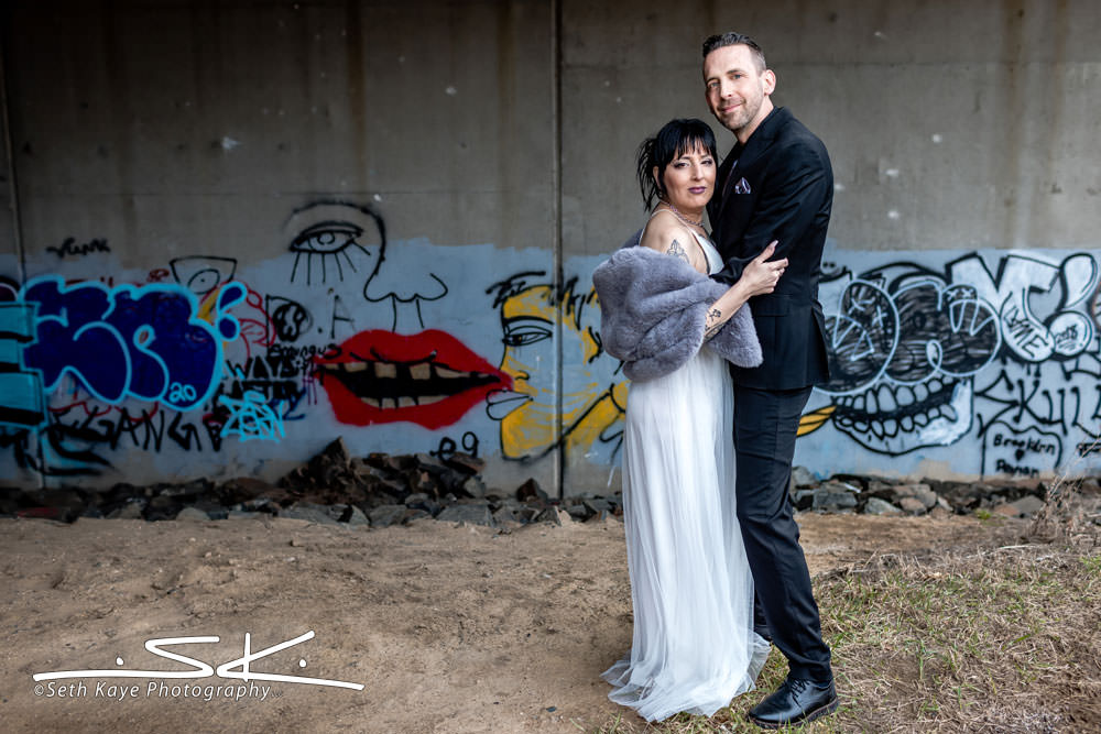 grafitti wedding portrait