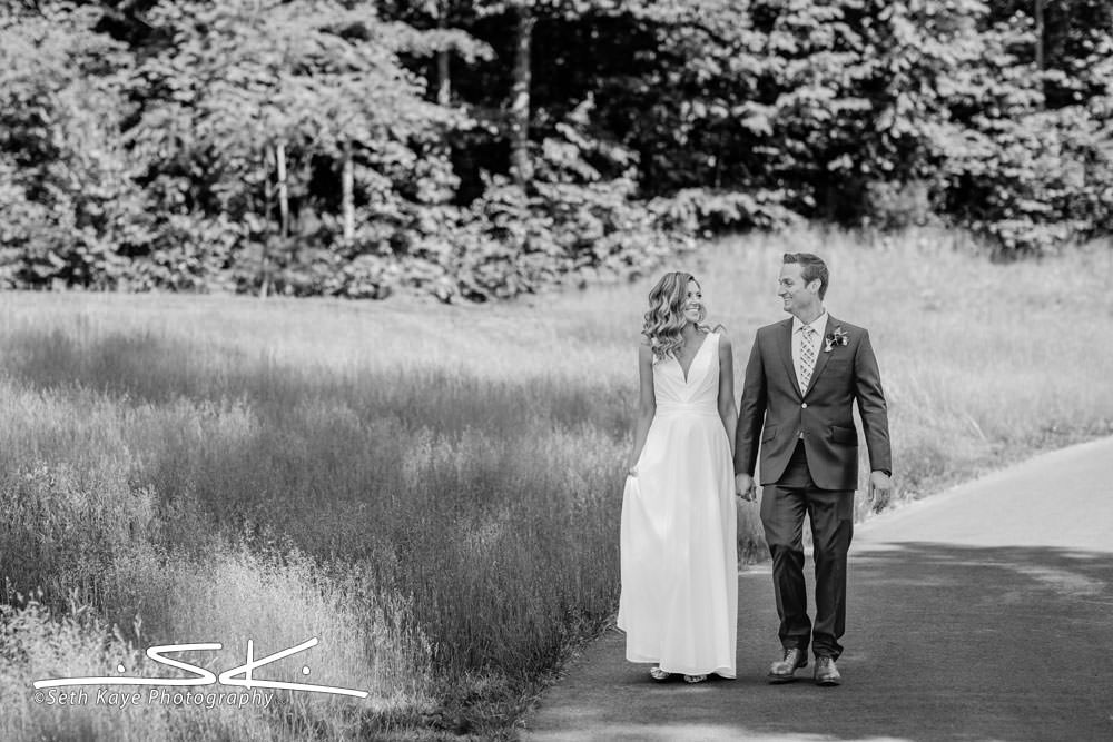 bride and groom walking