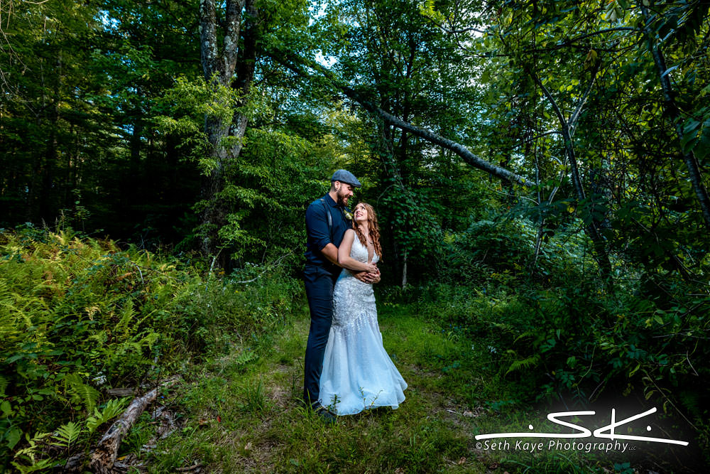Noble View wedding portrait in the woods